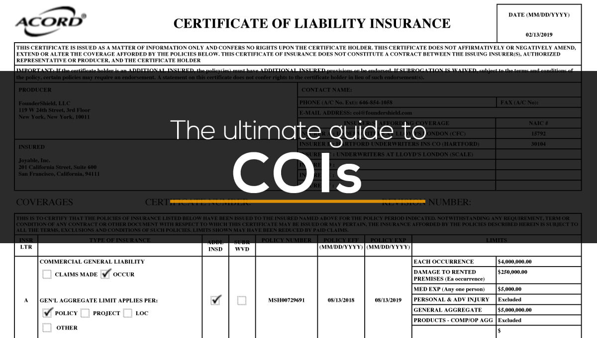 Understanding Certificates of Insurance (COIs) Founder Shield