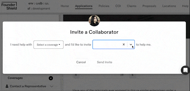 Invite Collaborator Popup